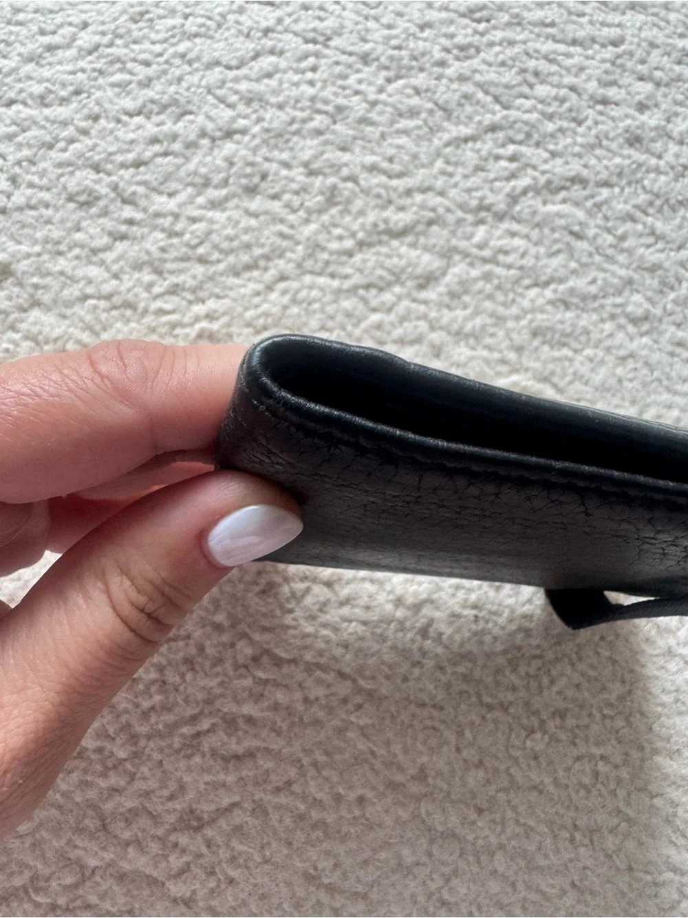 Saint Laurent Black Leather Compact Wallet with Gold YSL Accent on Strap